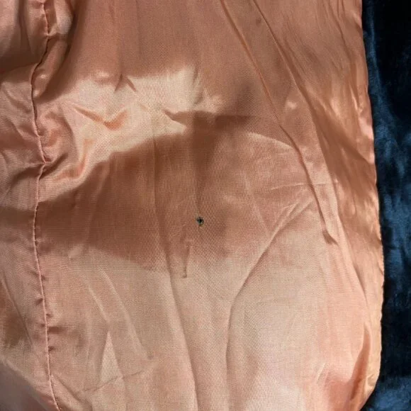 Vintage 70s Double Breasted Faux Fur Coat Large Buttons Pockets Orange Lining - Picture 10 of 10